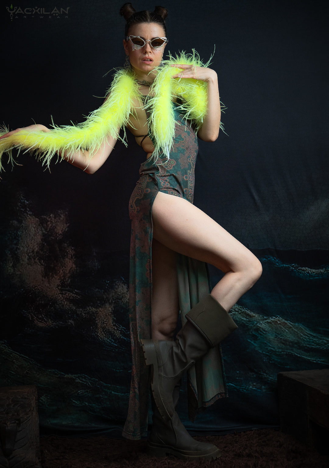 Long Bomb Dress / Thin Poliamide - Olive ATLANTHEON
